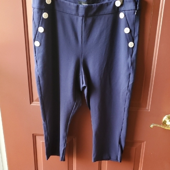 torrid Pants - Torrid Blue and White Capris with Nautical Style
